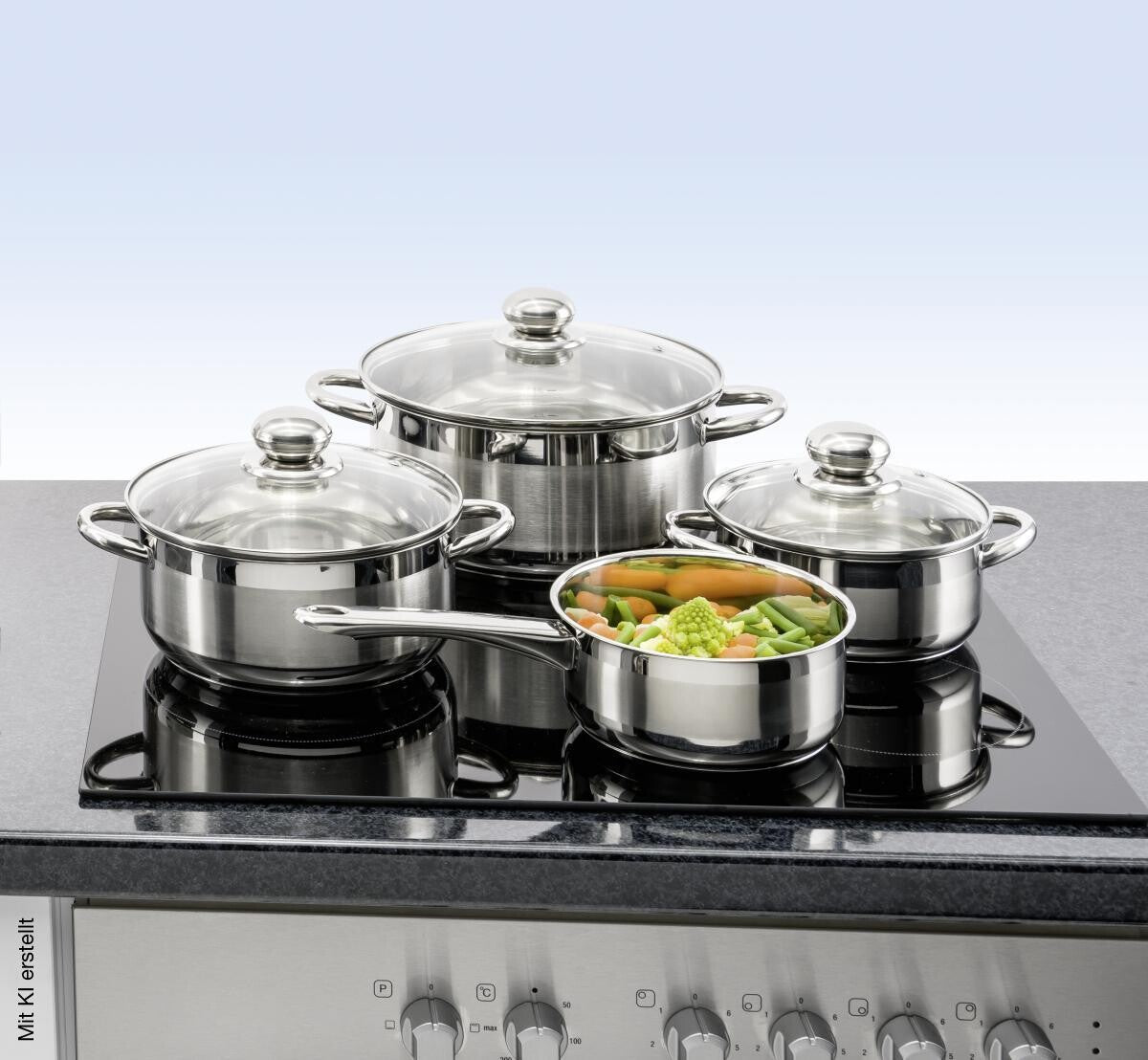 POCOline Cookware Set Silver Stainless Steel 7-Piece