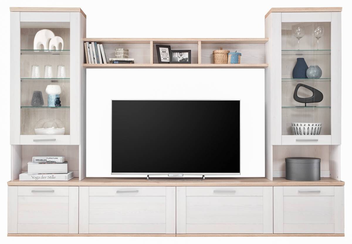 Wall Unit Romance Sibiu Larch-Effect San Remo Oak-Effect W/H/D: approx. 277x191x43 cm