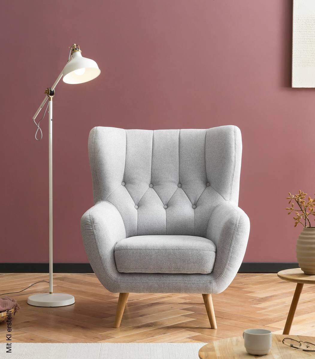 Armchair Light Gray W/H/D: approx. 87x101x95 cm