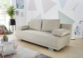 Sofa Bed Greige Microfiber W/H/D: approx. 196x78x82 cm