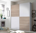 Sliding-Door Wardrobe Time White Sonoma Oak-Effect W/H/D: approx. 170x195x59 cm