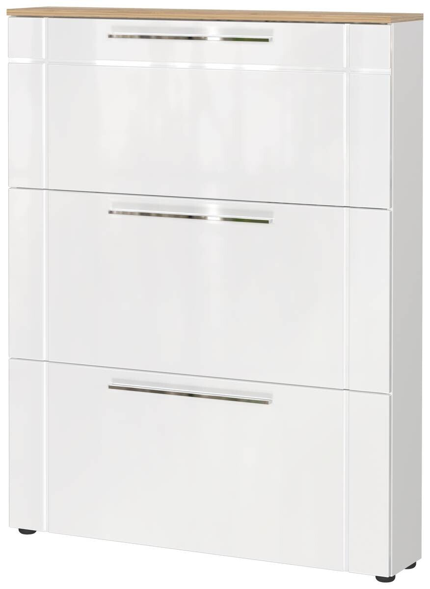 Shoe Cabinet Astona White White High Gloss W/H/D: approx. 100x129x20 cm