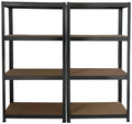 Heavy-Duty Shelving Unit Set of 2 Black W/H/D: approx. 160x160x40 cm