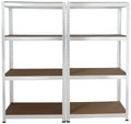Heavy-Duty Shelving Unit Set of 2 White W/H/D: approx. 160x160x40 cm