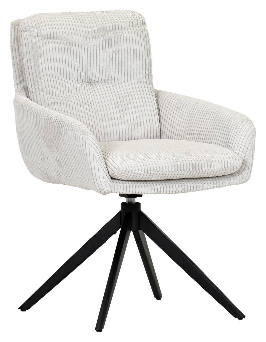 Swivel Chair Olmo White Corduroy W/H/D: approx. 60x89x69 cm