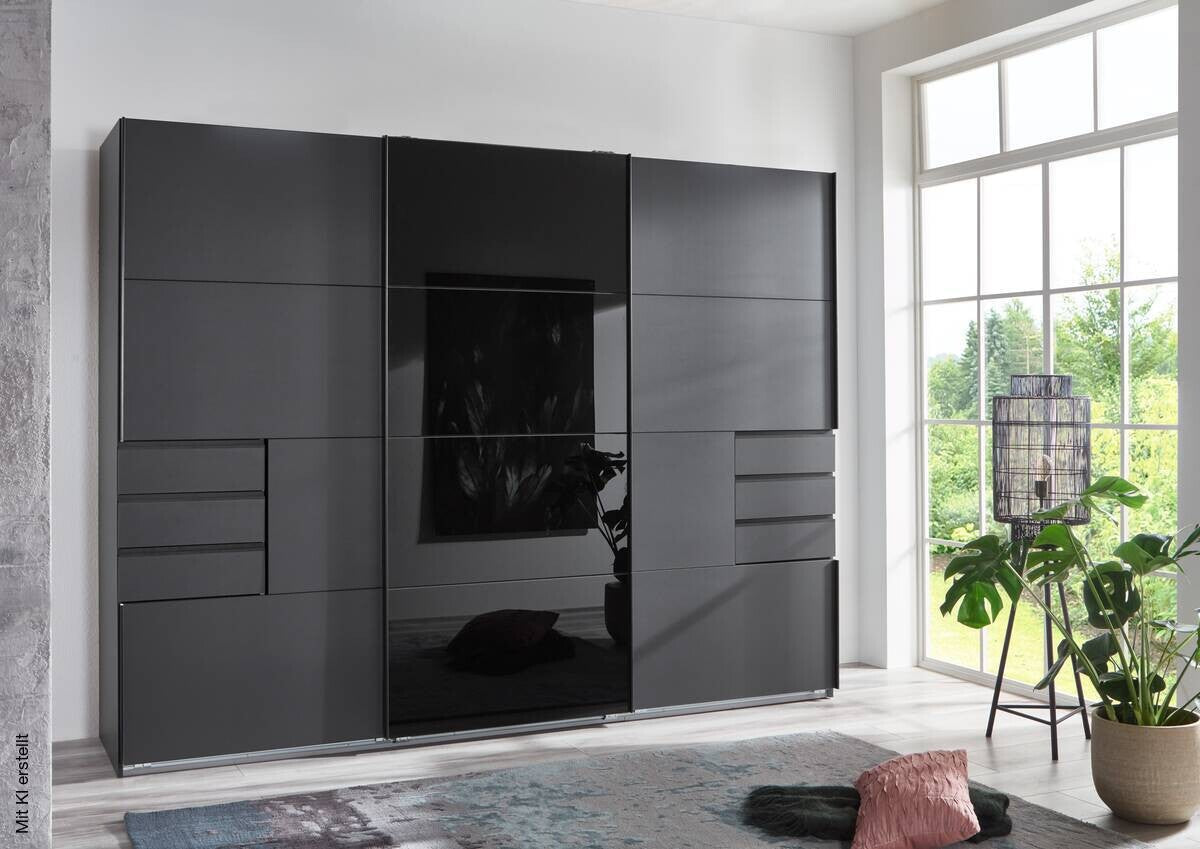 Sliding-Door Wardrobe Saigon Graphite W/H/D: approx. 270x210x64 cm